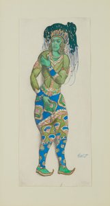 Kostuumontwerp voor het Ballet Blauwe God door R. Hahn, 1910 door Leon Bakst