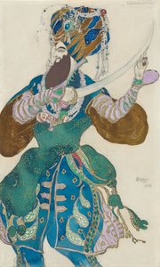 Kostuumontwerp voor het ballet Scheherazade door N. Rimsky-Korsakov