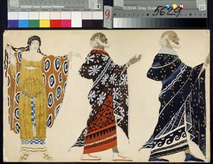 Kostuumontwerp voor het drama Oedipus in Kolonos van Sophocles door Leon Bakst