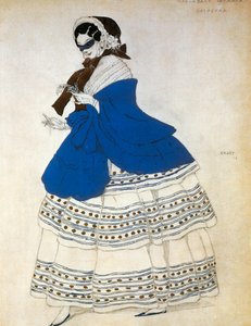 Estrella, kostuumschets voor het ballet Carnaval (aquarel) door Leon Bakst