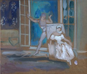 Nijinsky en Karsavina in het ballet Le Spectre de la Rose door Leon Bakst