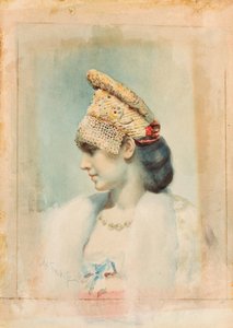 Portret van een meisje met een Kokoshnik door Leon Bakst