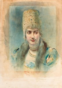 Portret van een Meisje met een Kokoshnik