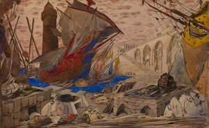 Decorontwerp voor La Pisanelle ou la mort parfumée door Gabriele d