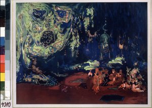 Decor voor het ballet "Sheherazade" geregisseerd door Nicolas (Nikolai) Rimski Korsakov (Rimski-Korsakov) (1844-1908)