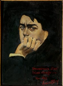 Zelfportret Beloften van een Mooi Gezicht Schilderij door Leon Bloy (1846-1917) 1863 Privécollectie. door Leon Bloy