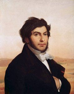 Portret van Jean-Francois (Jean Francois) Champollion (1790-1832), Franse egyptoloog, ontcijferaar van hiërogliefen. Schilderij door Leon Cogniet (1794-1880). Louvre Museum.