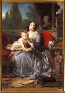Portret van Mary (Maria) Brignole-Sale (Brignole Sale) De Ferrari, hertogin van Galliera (1811-1888) met haar zoon Filippo. Schilderij door Leon Cogniet (1794-1880) 1856 Palazzo Rosso, Galleria, Genua door Léon Cogniet