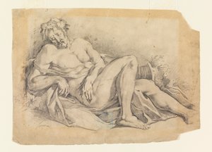 Bacchus Slapend (naar Poussin) door Leon Dabo