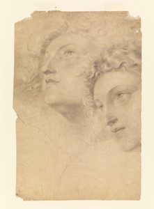 Tekening, Twee vrouwenhoofden, 1886-92 door Leon Dabo