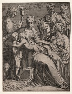 Heilige conversatie, 1540s door Leon Davent