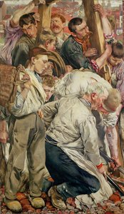 De mannen, linker paneel uit De Tijd van de Arbeider door Leon Henri Marie Frederic