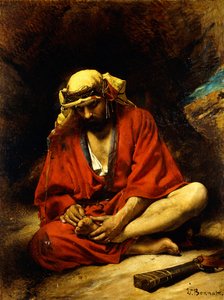 Een Arabier die een doorn uit zijn voet plukt door Leon Joseph Florentin Bonnat