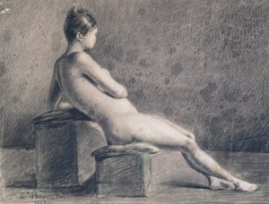 Model in profiel, ca. 1853-1922 door Leon Joseph Florentin Bonnat