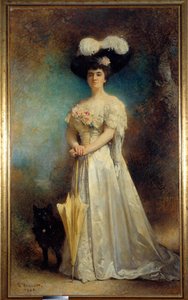 Portret van Madame Maurice Pascal en haar hond Tiny