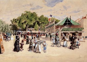 De wandeling naar de kermis door Leon Joseph Voirin