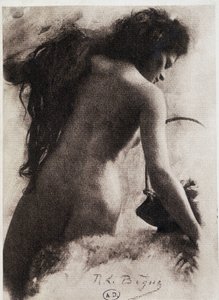 Schets (vrouwelijke rug) door Le Bègue in Les Processen van kunst in fotografie door Demachy en Puyo, fotoclub van Parijs, Parijs 1906
