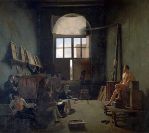 De Werkplaats van David, 1814 door Leon Mathieu Cochereau