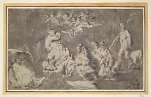 Aanbidding van de herders door Leonard Bramer