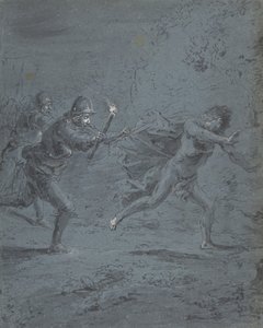 Nachtelijke scène met soldaten die een voortvluchtige achtervolgen door Leonard Bramer