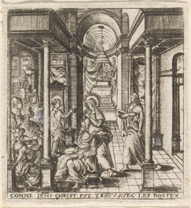Maria en Jozef vinden de jongen Jezus in de tempel met de dokters door Leonard Gaultier