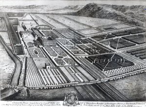 Chatsworth House, gegraveerd door Johannes Kip