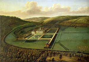 Het Zuidoostelijke Uitzicht van Hampton Court, Herefordshire, c.1699 door Leonard Knyff