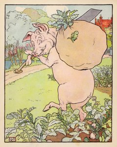 Illustratie voor De drie kleine biggetjes door Leonard Leslie Brooke