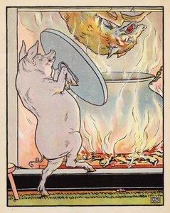 Illustratie voor De drie kleine biggetjes door Leonard Leslie Brooke