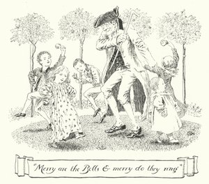 Vrolijk zijn de klokken, en vrolijk zouden ze luiden (gravure) door Leonard Leslie Brooke