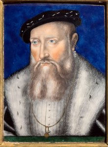 Claude de Guise, circa 1567 (Polychroom email op koper) door Leonard Limosin