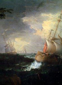Stormachtige zee, ca. 1700-1750 (detail) door Leonardo Coccorante