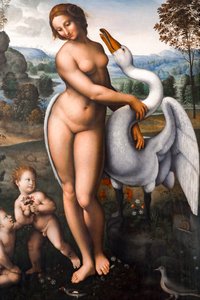 Leda en de zwaan door Leonardo da (after) Vinci