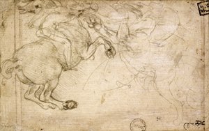 Een Ruiter in Gevecht met een Griffioen, 16e eeuw door Leonardo da Vinci