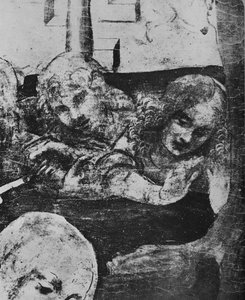 Aanbidding der Wijzen - Engelen achter de Maagd, ca. 1481, 1945 door Leonardo da Vinci
