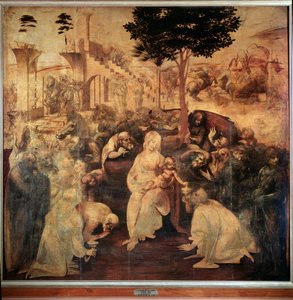 Aanbidding der Wijzen door Leonardo da Vinci