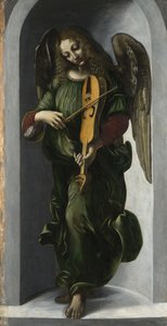 Een engel in groen met een vedel, c. 1490-1499