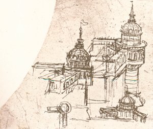 Architectuur voor kastelen, ca. 1472-ca. 1519, 1883 door Leonardo da Vinci