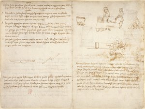 Vijf methoden om verschillende soorten lijm te bereiden, en het proces van het gloeien van ijzer, vergezeld van ruwe schetsen (niet in Leonardo