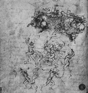 Slag van ruiters en voetsoldaten, ca. 1480, 1945 door Leonardo da Vinci