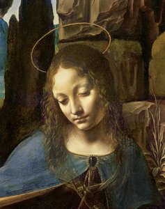 Detail van het Hoofd van de Maagd, uit De Maagd van de Rotsen (De Maagd met de Heilige Johannes de Doper die het Kind Christus aanbidt, vergezeld door een Engel), c.1508