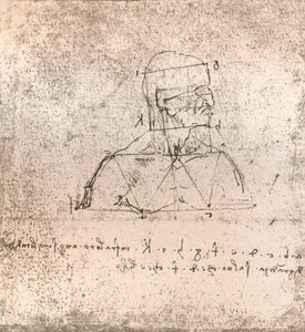 Tekening ter illustratie van de theorie van de proporties van het menselijk figuur, ca. 1472-ca. 1519 1883