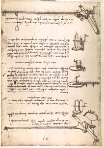 Fragment uit een Da Vinci Manuscript dat het principe en de constructie beschrijft van een "Machine voor het vervaardigen van holle spiegels" (manuscript)