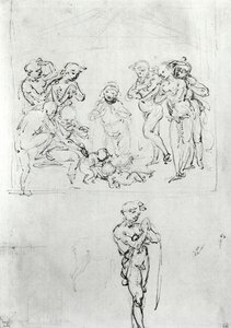 Figurale studies voor de Aanbidding der Wijzen, c.1481 door Leonardo da Vinci