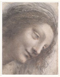 Hoofd van de Maagd, 1508-1512 door Leonardo da Vinci