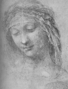 Hoofd van een vrouw driekwart naar links door Leonardo da Vinci