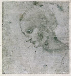 Hoofd van een Jonge Vrouw of Hoofd van de Maagd door Leonardo da Vinci