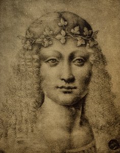 Hoofd van een meisje of van een jonge Bacchus door Leonardo da Vinci