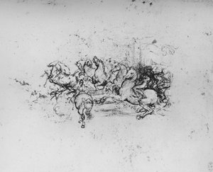 Ruiters met Vaandels die van Links Naderen, ca. 1480 1945 door Leonardo da Vinci