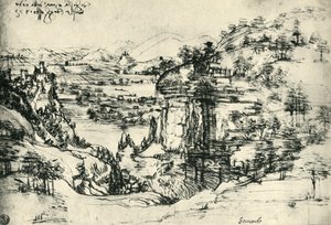 Landschapstekening voor Santa Maria della Neve op 5 augustus 1473, 1943